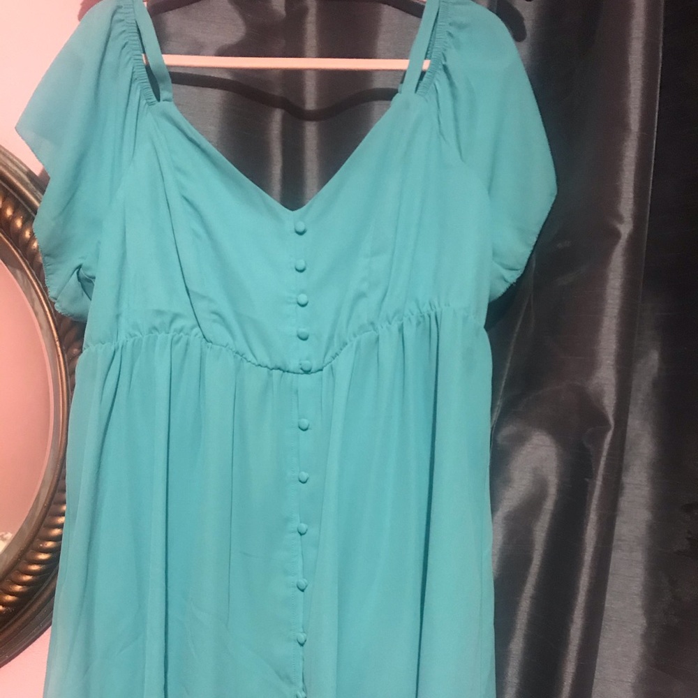 Torrid Aqua Blue Georgette Cold Shoulder Blouse